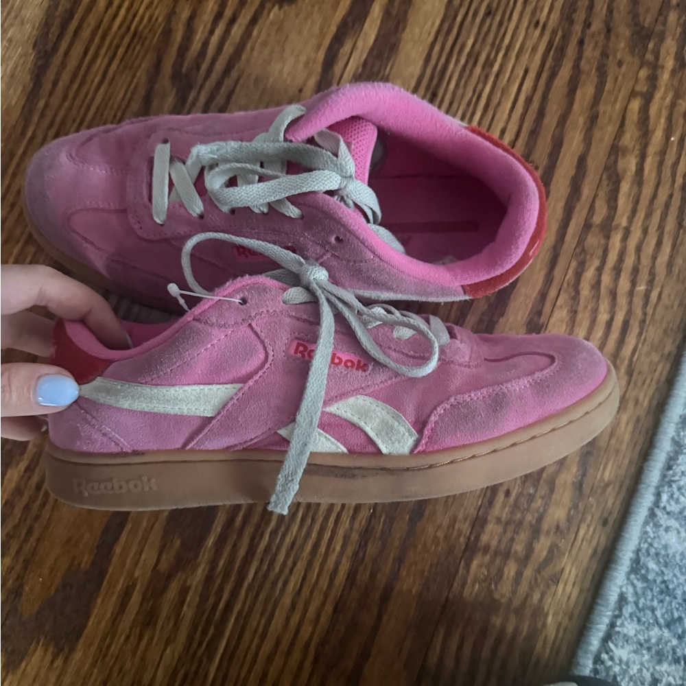 Reebok Kids Pink Suede Sneakers with Gum Sole